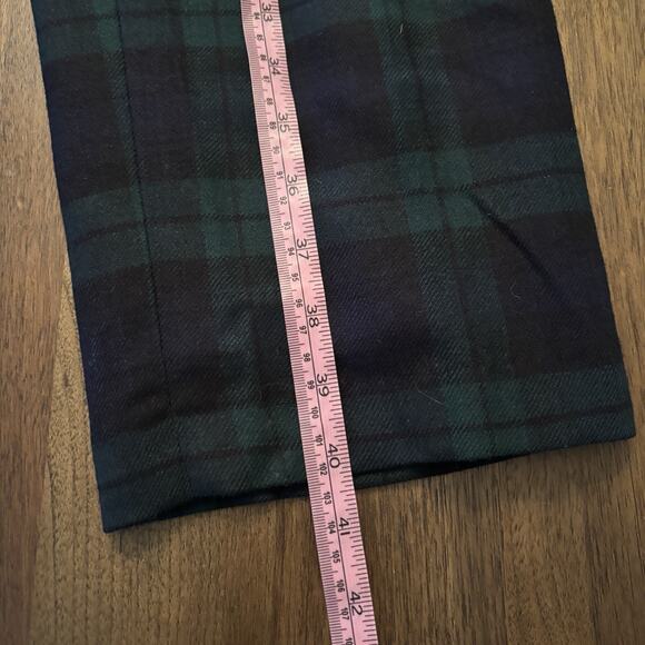 Vintage Woodstock Plaid Wool Pants Punk Green Navy Preppy Festive Tartan SZ 6 - Picture 10 of 12